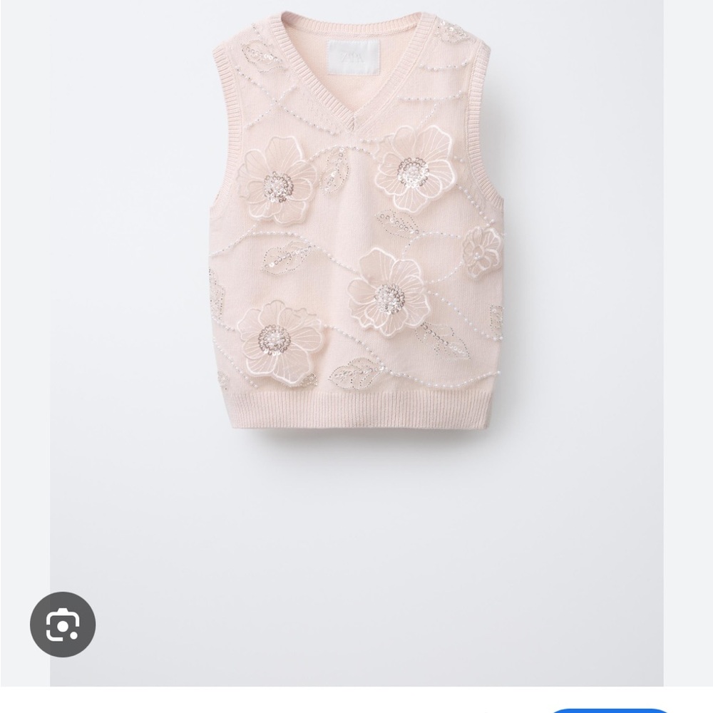 Zara Floral Glitter Knit Vest